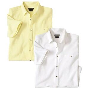 Atlas For Men Mens Crepe Shirt (Pack of 2) / White/Yellow